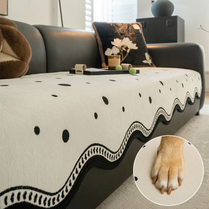 Chenile Fabric Sofa Protector Wavy Edge Non-Slip Sofa Cover