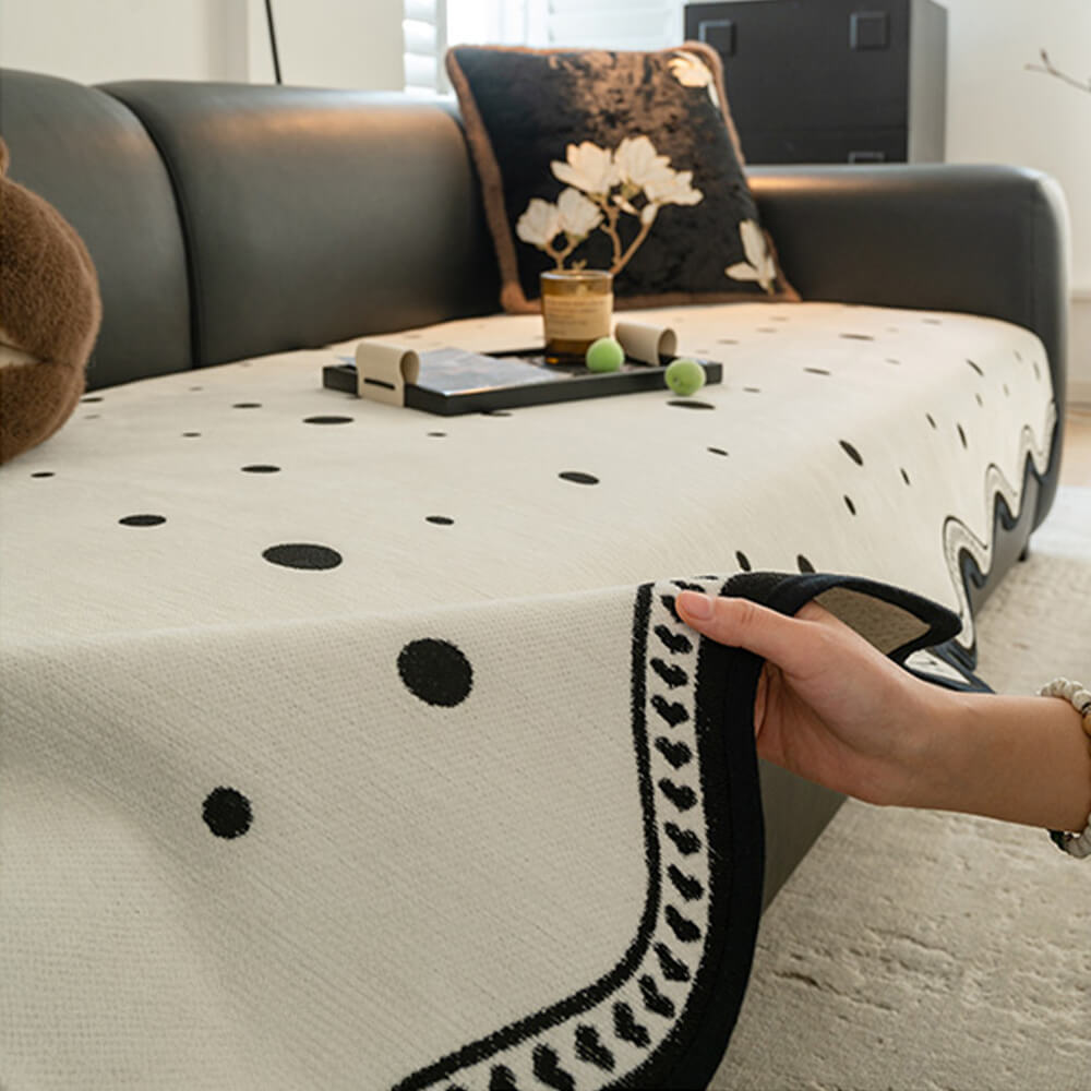 Chenile Fabric Sofa Protector Wavy Edge Non-Slip Sofa Cover