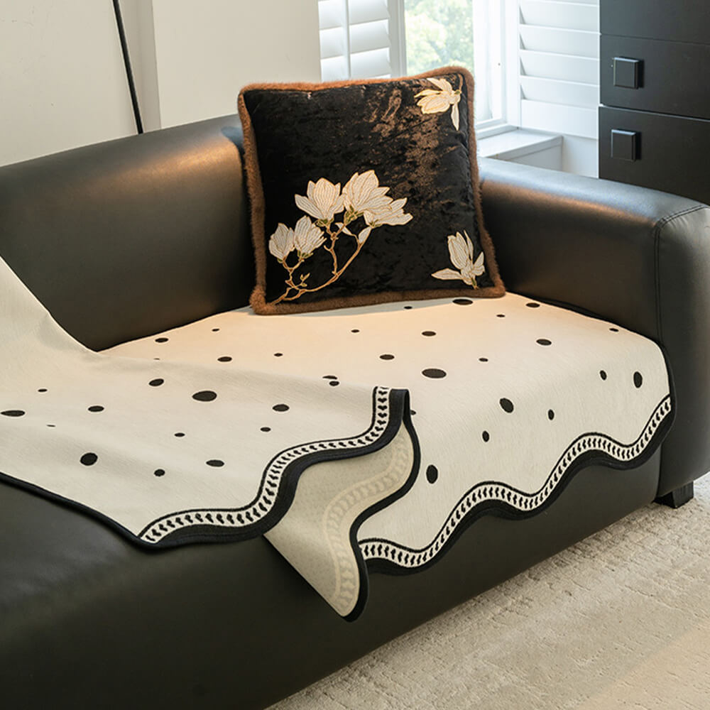 Chenile Fabric Sofa Protector Wavy Edge Non-Slip Sofa Cover