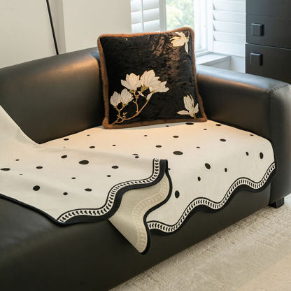 Chenile Fabric Sofa Protector Wavy Edge Non-Slip Sofa Cover