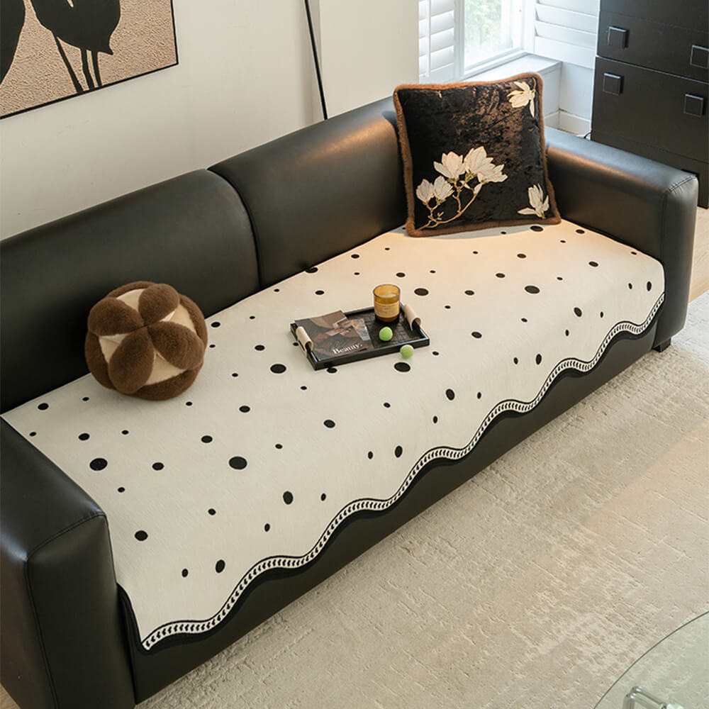 Chenile Fabric Sofa Protector Wavy Edge Non-Slip Sofa Cover