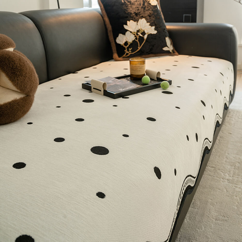 Chenile Fabric Sofa Protector Wavy Edge Non-Slip Sofa Cover