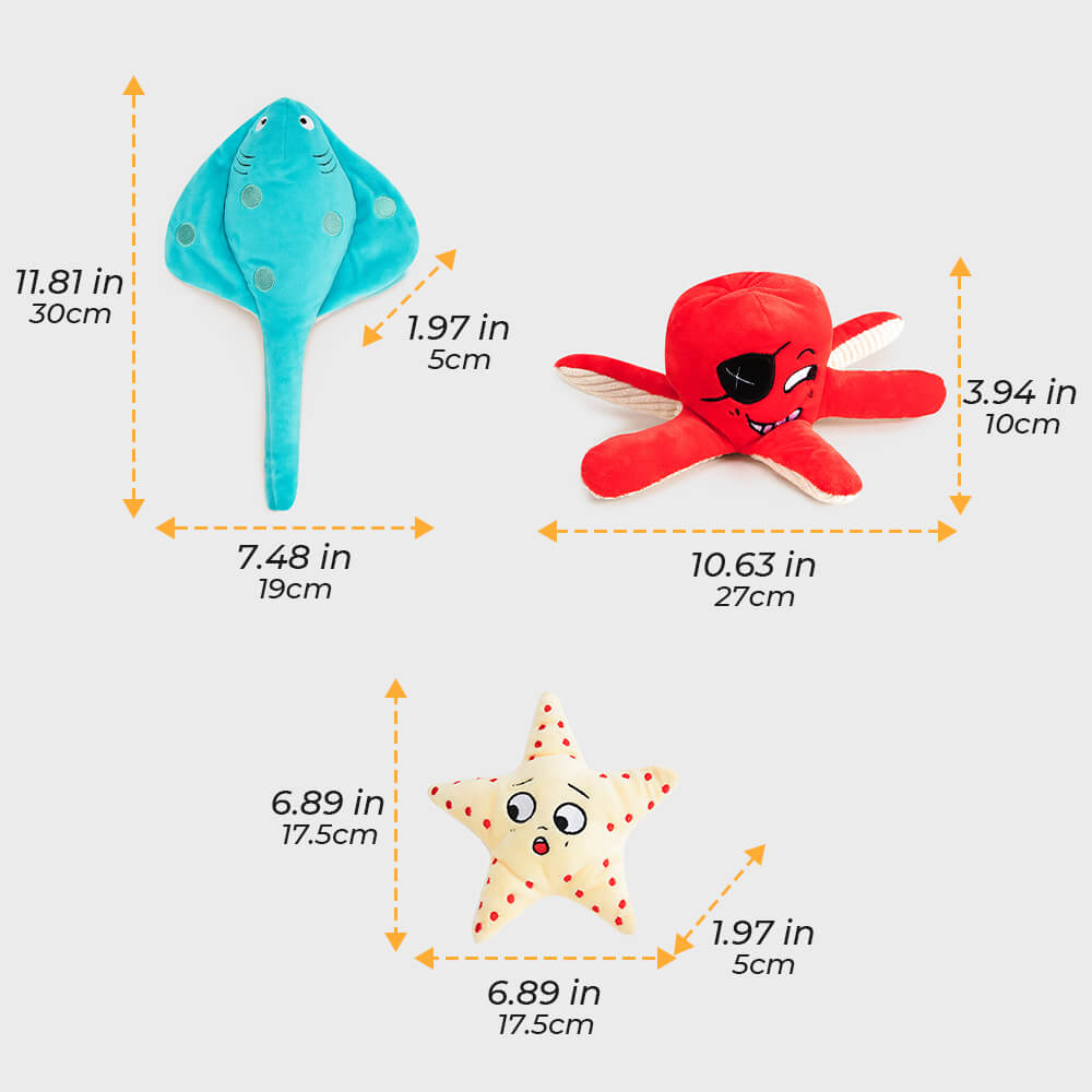 Chew Resistant Squeaky Dog Toy Ocean World FunnyFuzzy