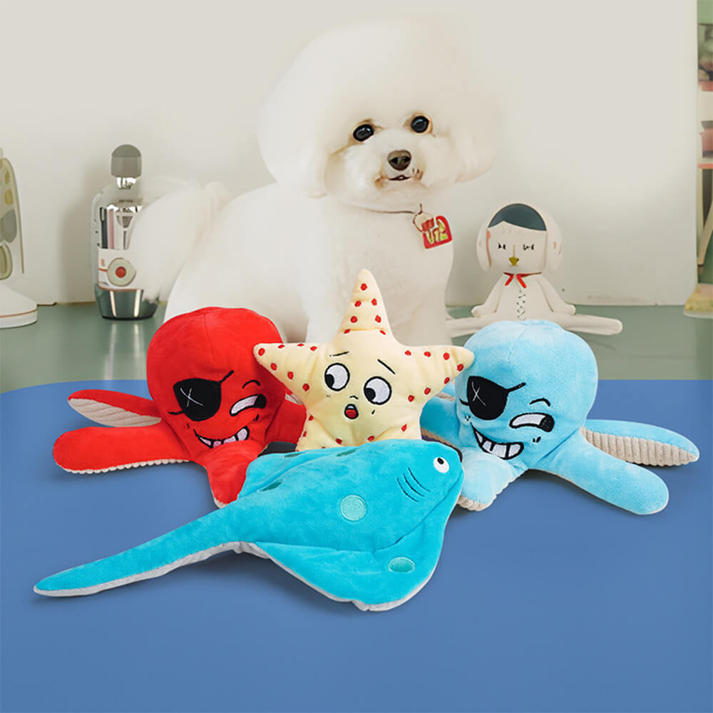 Chew-Resistant Squeaky Dog Toy - Ocean World-FunnyFuzzy