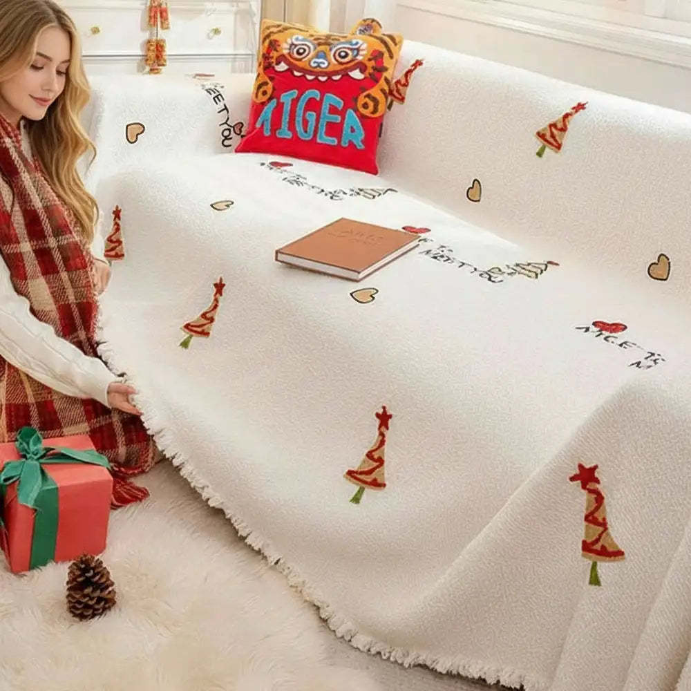 Christmas Tree Chic Thick Plush Sofa Blanket Sofa Cover