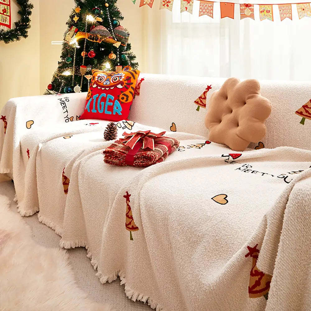 Christmas Tree Chic Thick Plush Sofa Blanket Sofa Cover