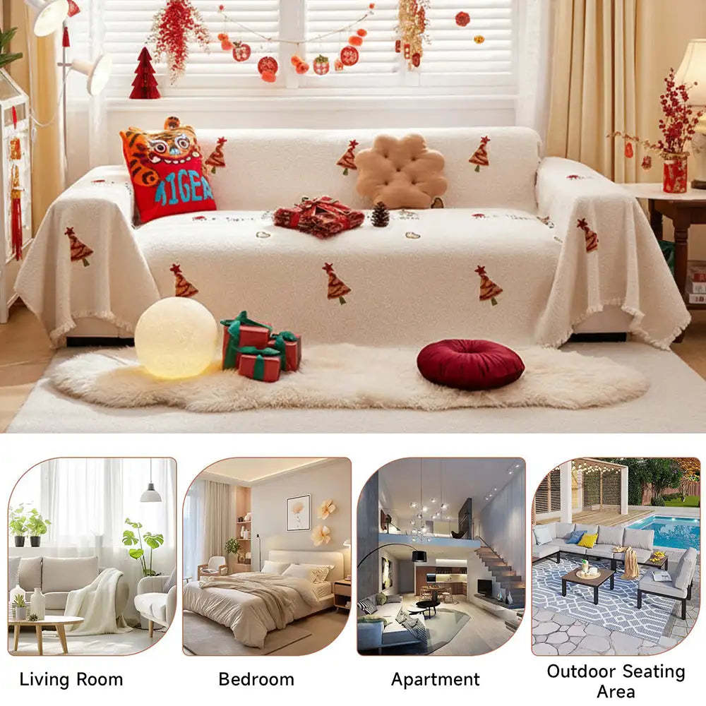 Christmas Tree Chic Thick Plush Sofa Blanket Sofa Cover