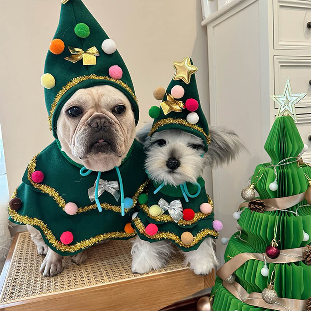 Christmas Tree Hat Cloak Outfit Cosplay Dog Cat Costume FunnyFuzzy