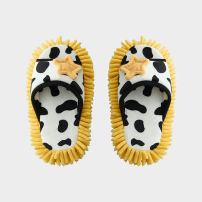 Cow-Print Plush Pet Bed & Matching Slippers Set