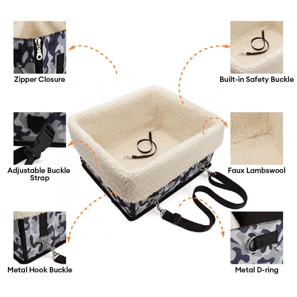 Cosy Foldable Booster Dog Car Seat with Washable Lining for Small Pets Travel Safety