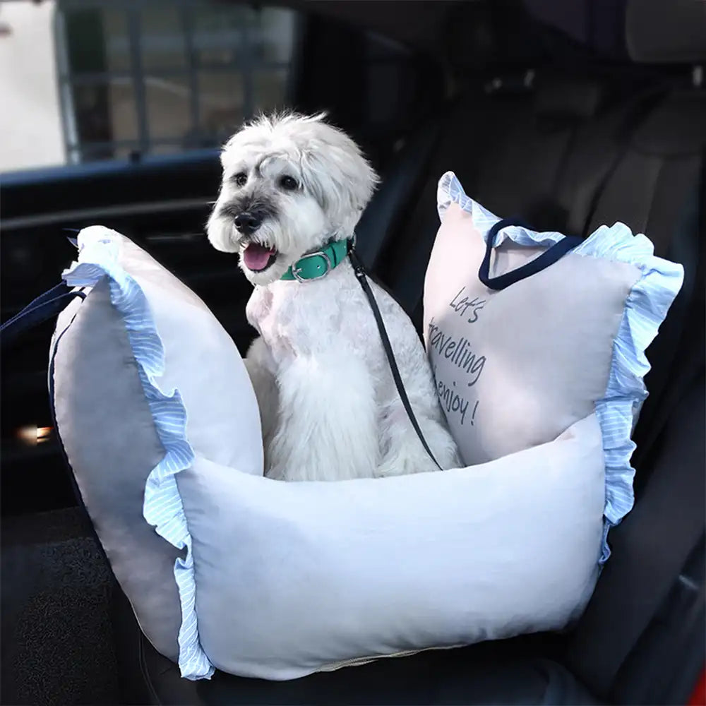 Cosy Ruffled Soft Washable Pet Travel Dog Car Seat Bed