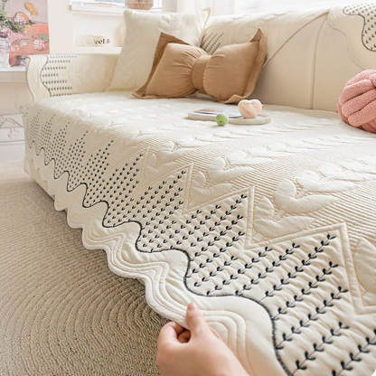 Cream Style Leaf Pattern Sofa Anti-Scratch Non-Slip Sofa Cover