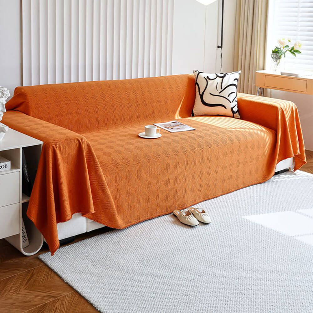 Diamond-Pattern Chenille Cat-Scratch Resistant All-Season Throw Sofa Cover