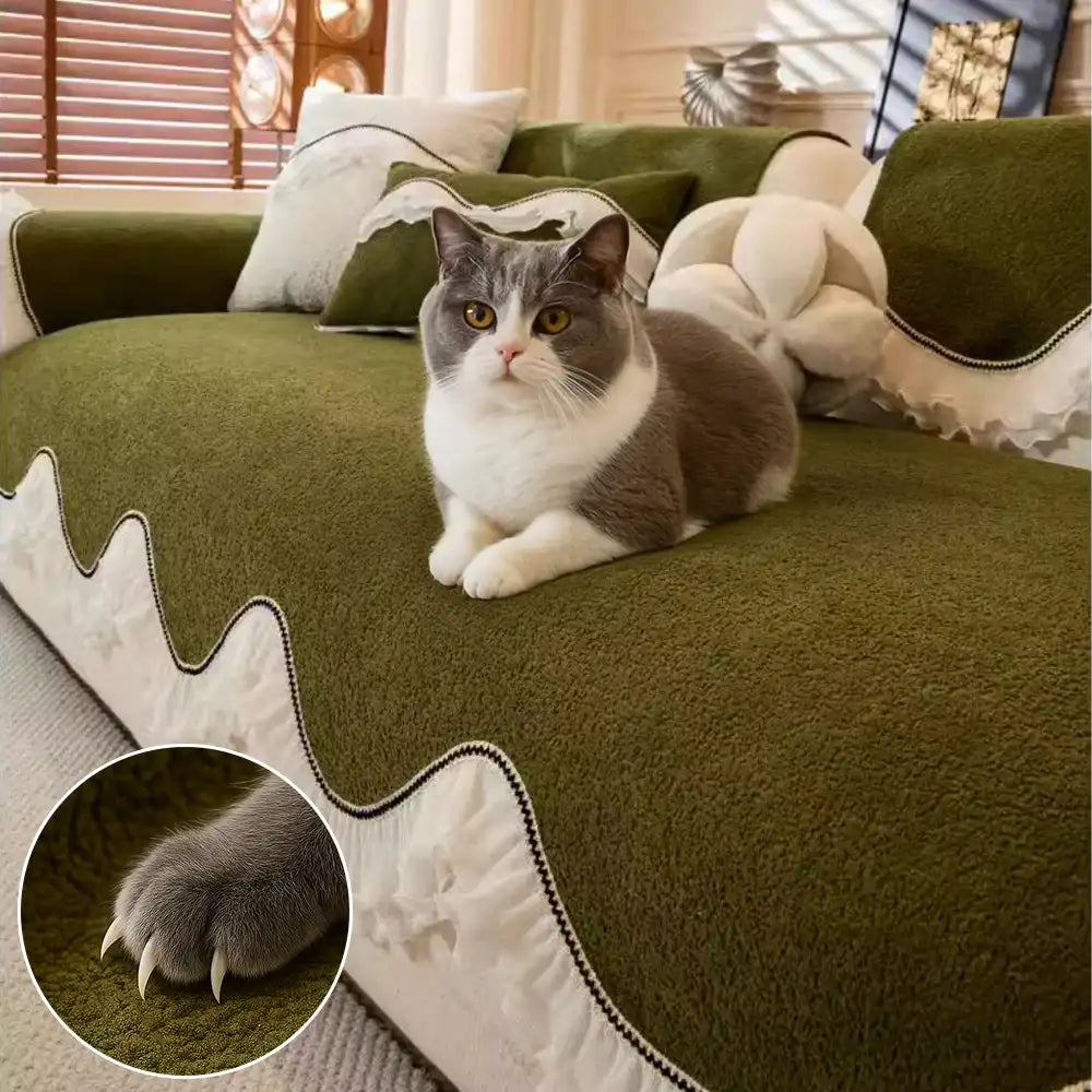 Elegant Soft Chenille Non-Slip Sofa Cover with Ruffled Skirt