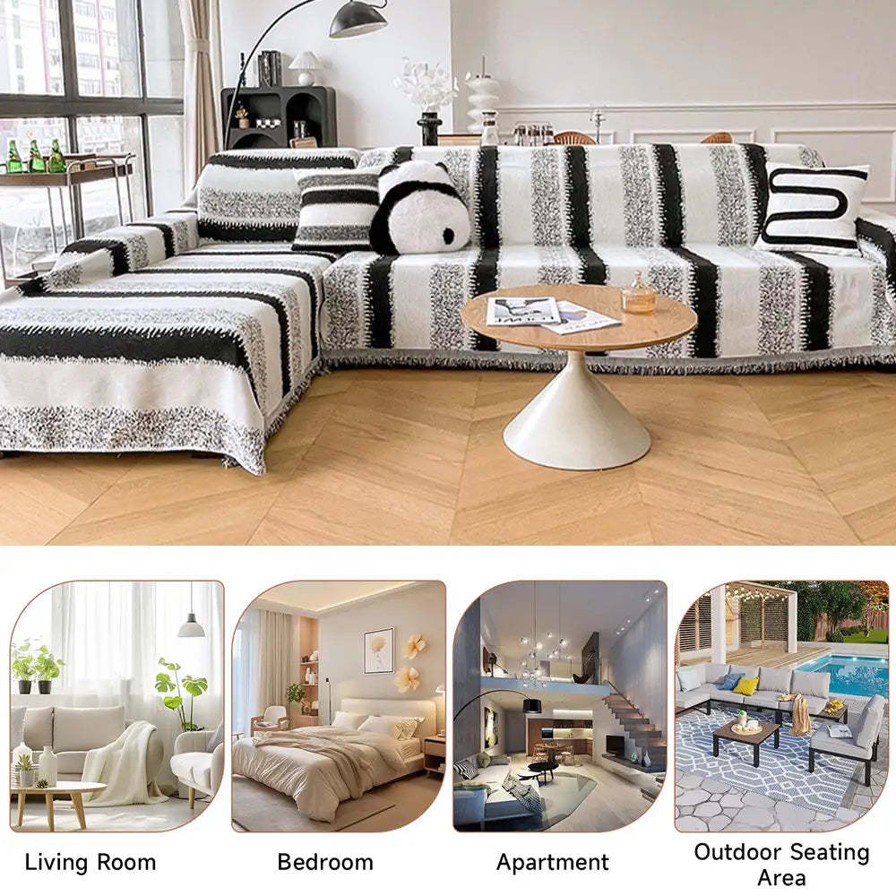 Fashion Striped Chenille Scratch-Resistant Sofa Protection Sofa Cover