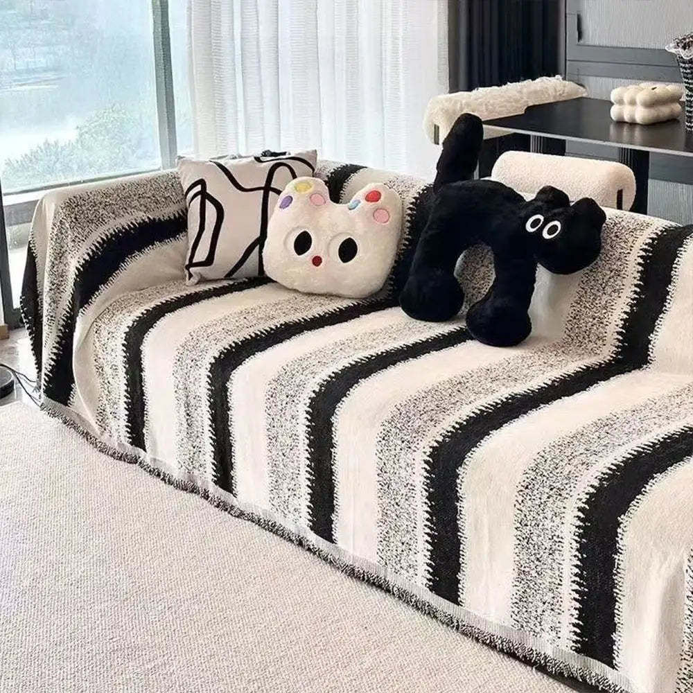 Fashion Striped Chenille Scratch-Resistant Sofa Protection Sofa Cover