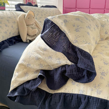 Floral Double-Layer Cotton Lace Bed Sheet Set