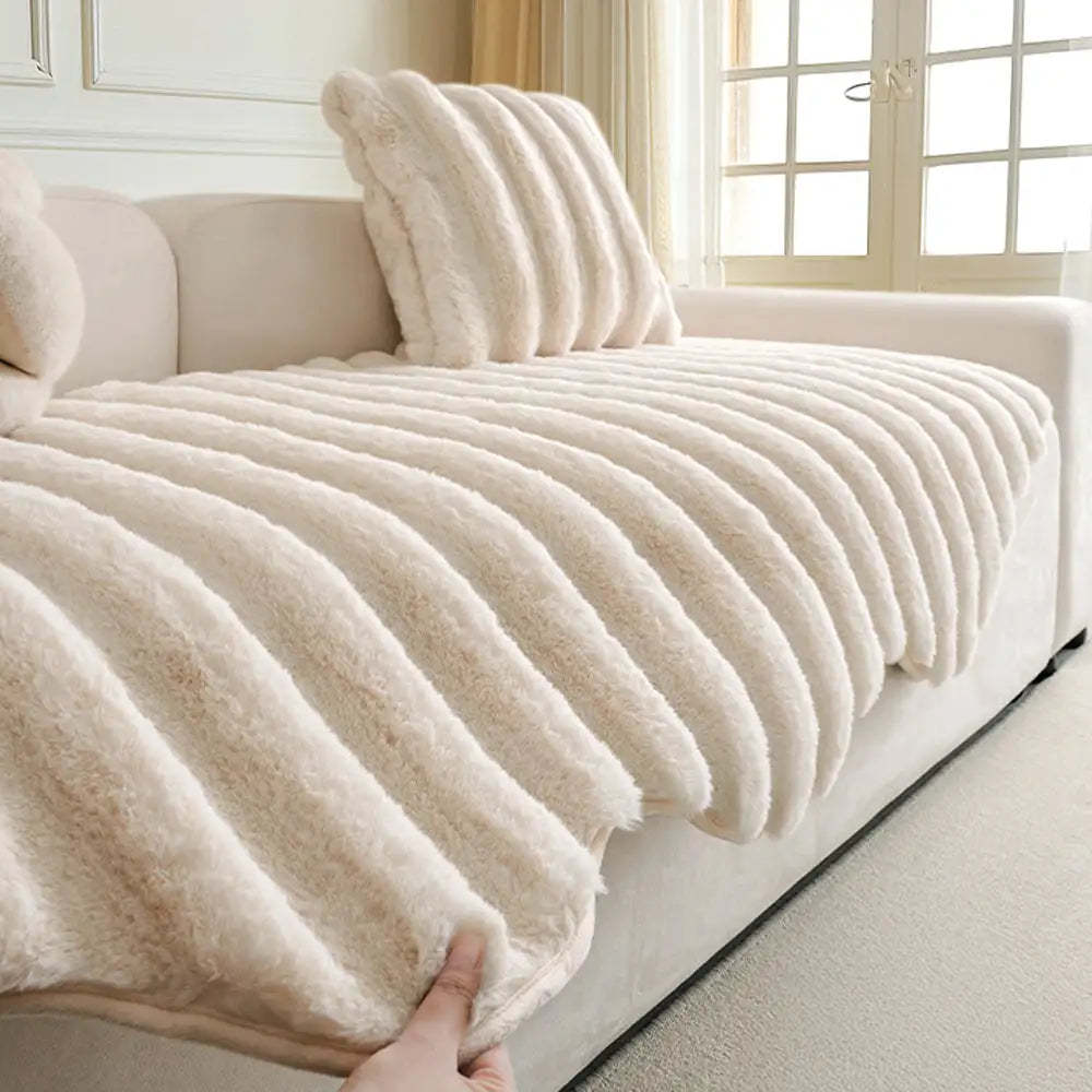 Fluffy Comfort Plush Furniture Protection Decorative Sofa Cover