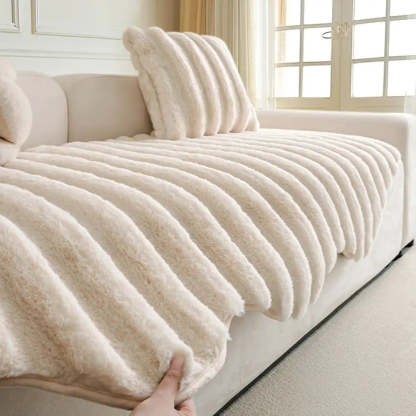 Fluffy Comfort Plush Furniture Protection Decorative Sofa Cover
