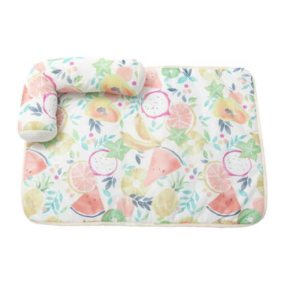 Fruit Print Cooling Ice Silk Dog & Cat Mat with Pillow