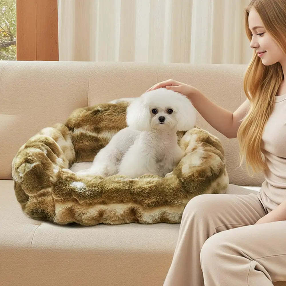 Jungle Secret Tie-Dye Plush Cosy Dog And Cat Sofa Bed