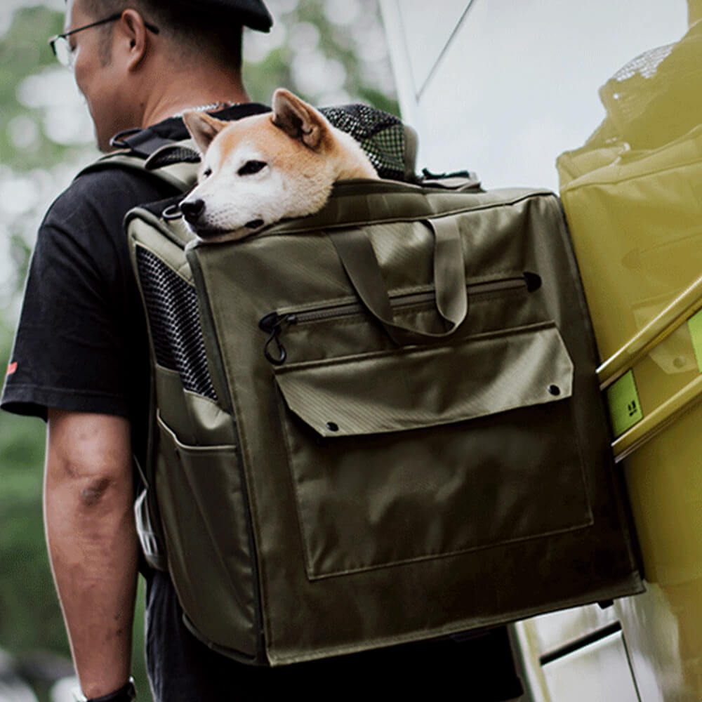 Large Space Breathable Mesh Waterproof Travel Pet Carrier Backpack FUNNYFUZZY