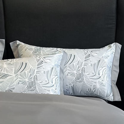 Light-Luxe Botanical Print Cooling Silky Duvet Cover Bed Sheet Set