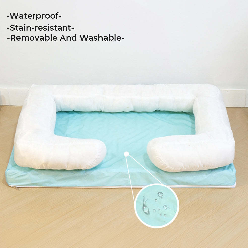Long Plush - Square Surround Support Deep Sleep Dog Bed