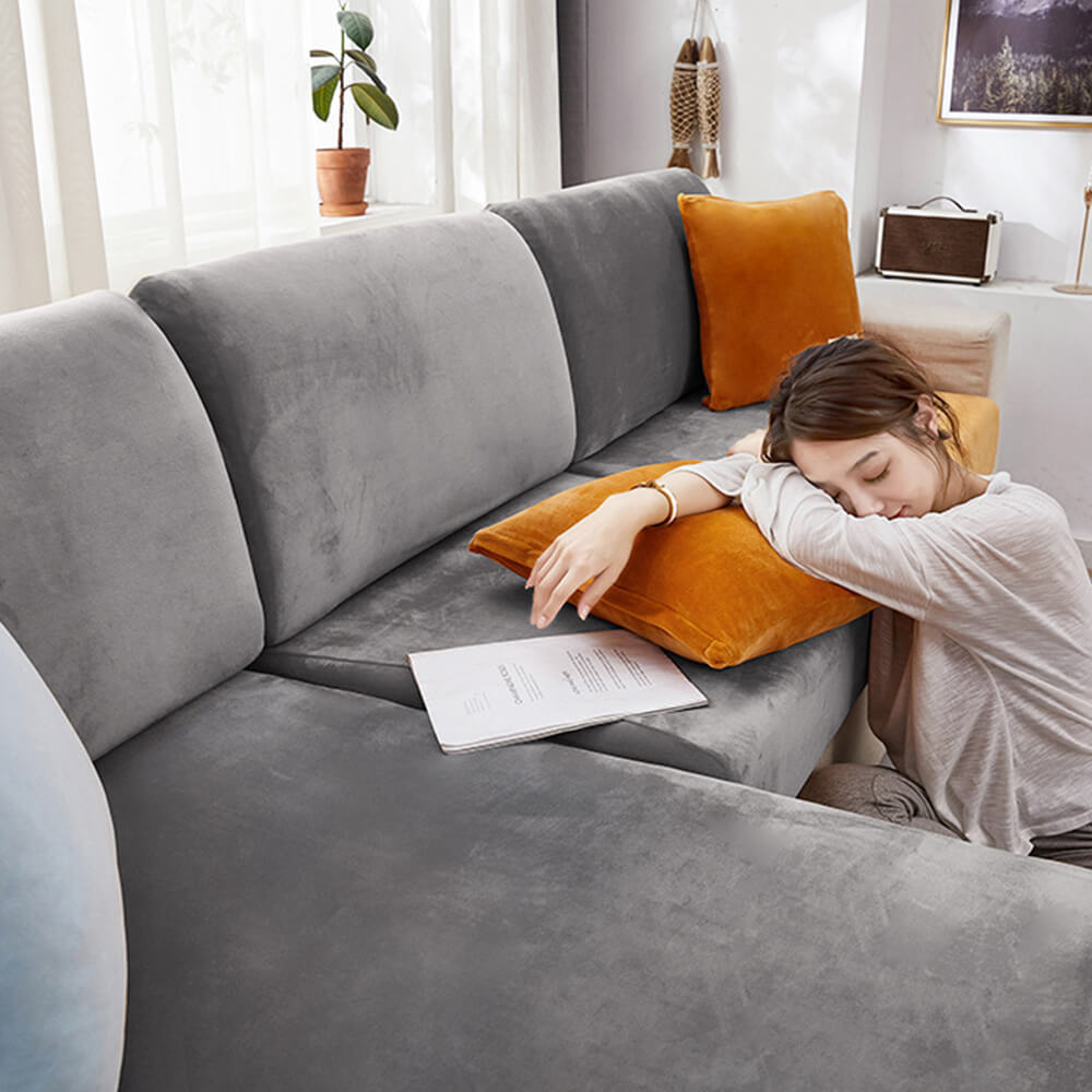 Luxury Shiny Velvet Stretch Full Protection Magic Sofa Cover