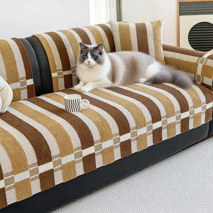 Mid-Century Modern Chenille Scratch-Resistant Furniture Protection Non-Slip Sofa Cover