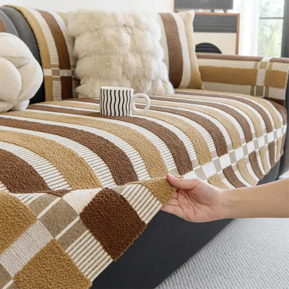 Mid-Century Modern Chenille Scratch-Resistant Furniture Protection Non-Slip Sofa Cover