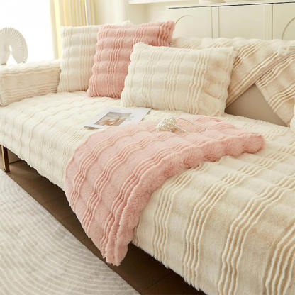 Modern Comfortable Faux Rabbit Fur Anti-Slip Sofa Cover