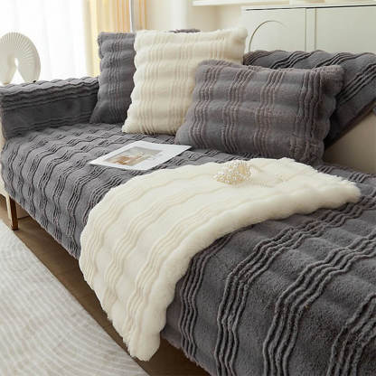 Modern Comfortable Faux Rabbit Fur Anti-Slip Sofa Cover