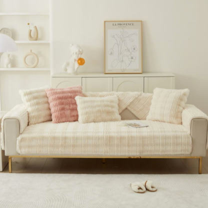 Modern Comfortable Faux Rabbit Fur Anti-Slip Sofa Cover