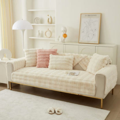 Modern Comfortable Faux Rabbit Fur Anti-Slip Sofa Cover