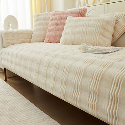 Modern Comfortable Faux Rabbit Fur Anti-Slip Sofa Cover