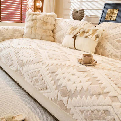 Modern Geometric Thick Plush Anti-Scratch Non-Slip Sofa Cover