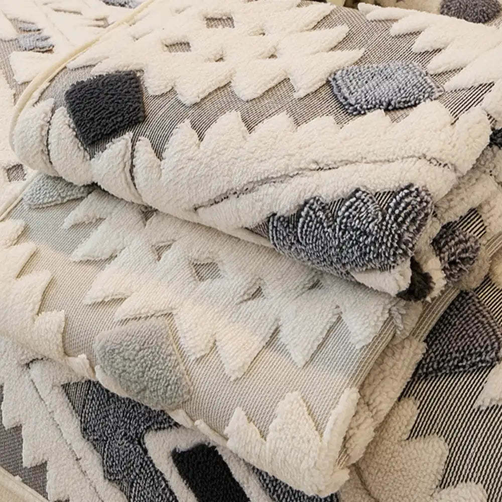 Modern Geometric Thick Plush Anti-Scratch Non-Slip Sofa Cover