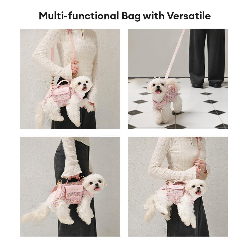 Multifunctional Carrier & Walk Vest Dog Harness Backpack for Small Dog