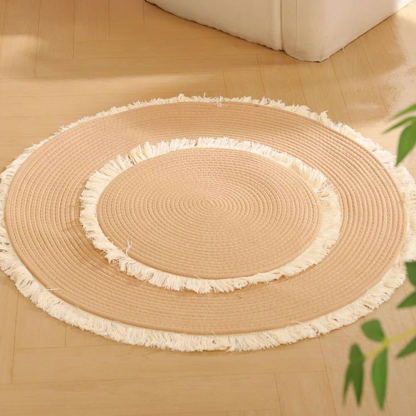 Nordic Handwoven Durable Cat Scratch Mat Rug with Fringe