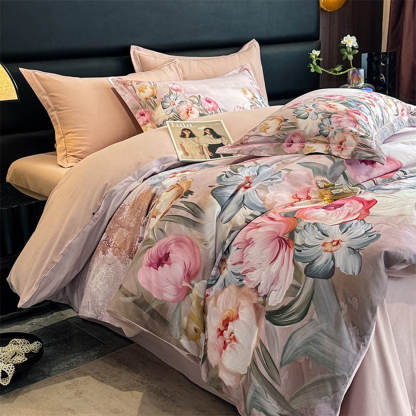 Oil Painting-Style Printed Brushed Cotton Bed Sheet Set