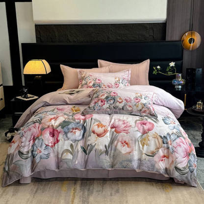 Oil Painting-Style Printed Brushed Cotton Bed Sheet Set