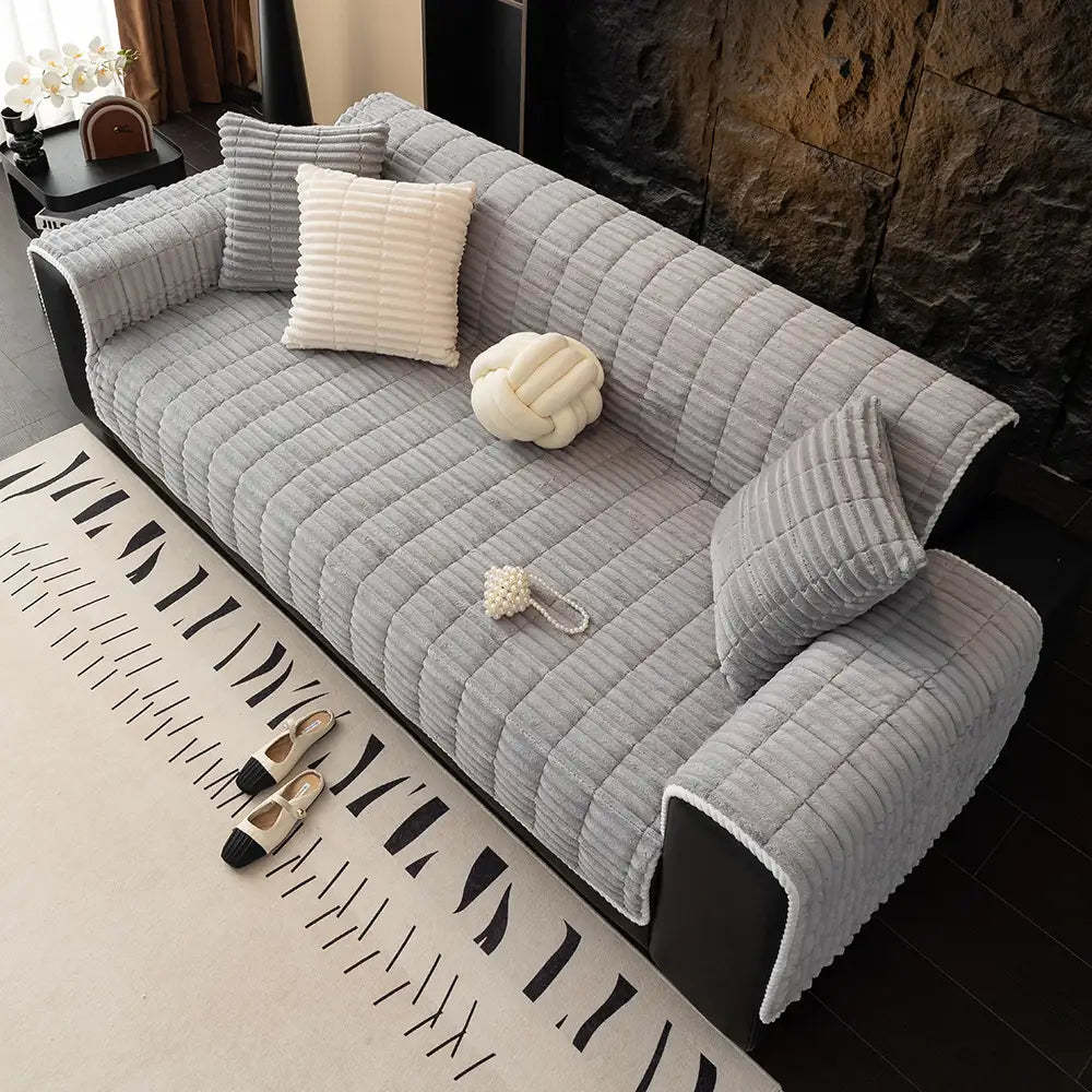 One-Piece Cosy Flannel Sofa Protection Non-Slip Sofa Cover