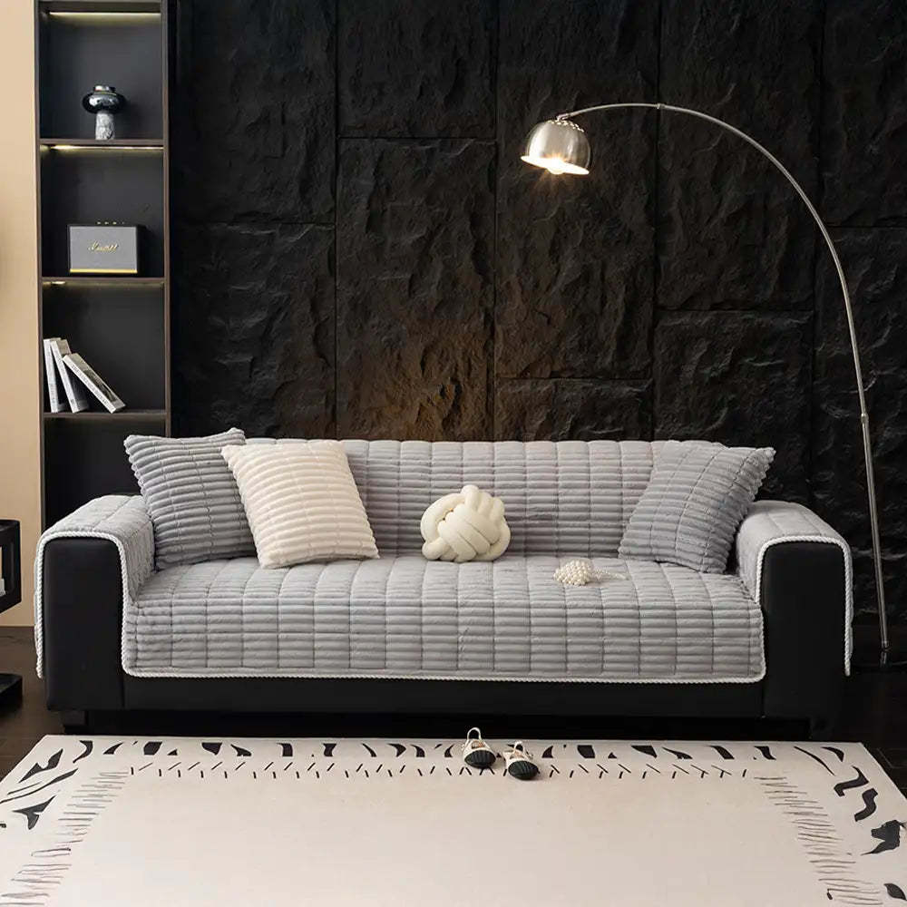 One-Piece Cosy Flannel Sofa Protection Non-Slip Sofa Cover