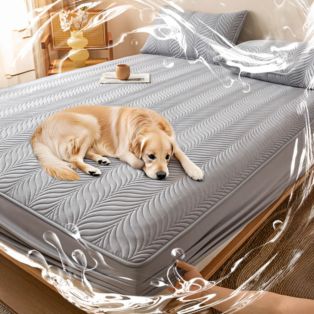 Pet-Friendly Waterproof Quilted Fitted Sheet Mattress Cover with Hinged Stitching Design