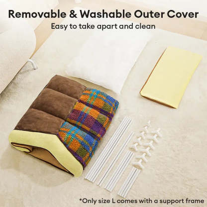 Plaid Retro Cozy Cave-Style Warm Deep Sleeping Dog & Cat Bed - Retro House