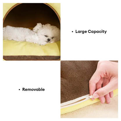 Plaid Retro Cozy Cave-Style Warm Deep Sleeping Dog & Cat Bed - Retro House