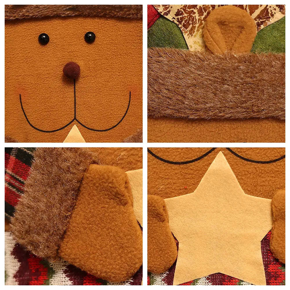 Playful Christmas Decoration Elk Snowman Chair Back Cover