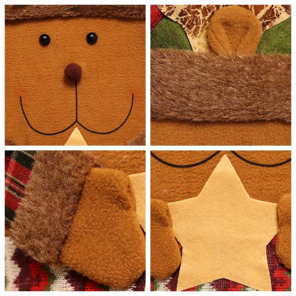 Playful Christmas Decoration Elk Snowman Chair Back Cover