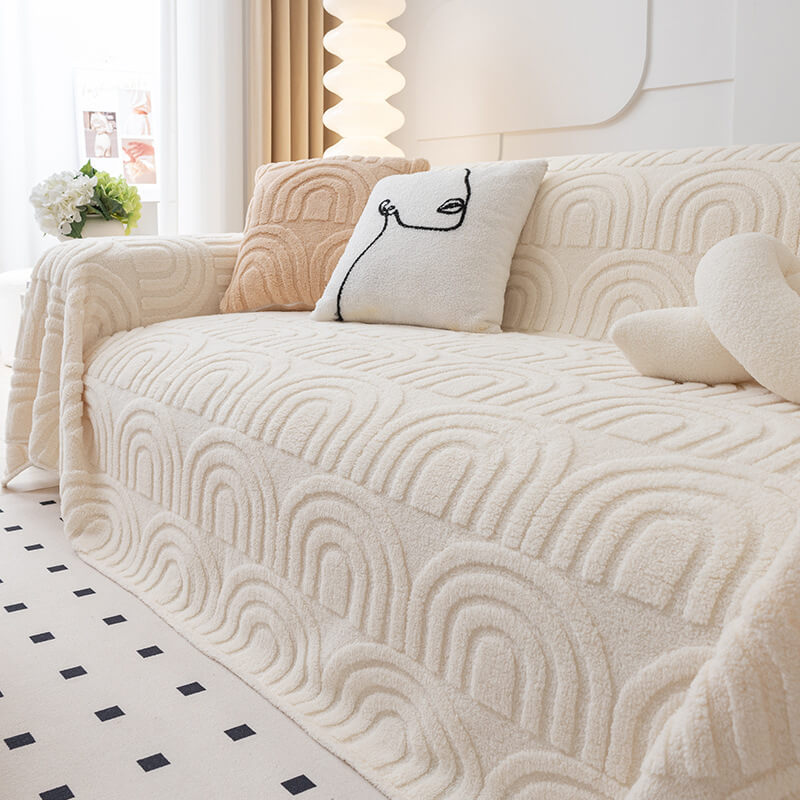 Plush Arch Pattern Modern Dual-Use Throw Blanket Sofa Cover